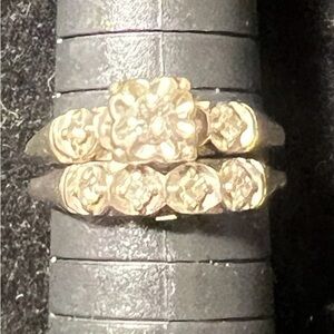 VTG Prism-Lite Estate 14K White Gold Diamond Engagement/Bridal Set Sz 9 3/4